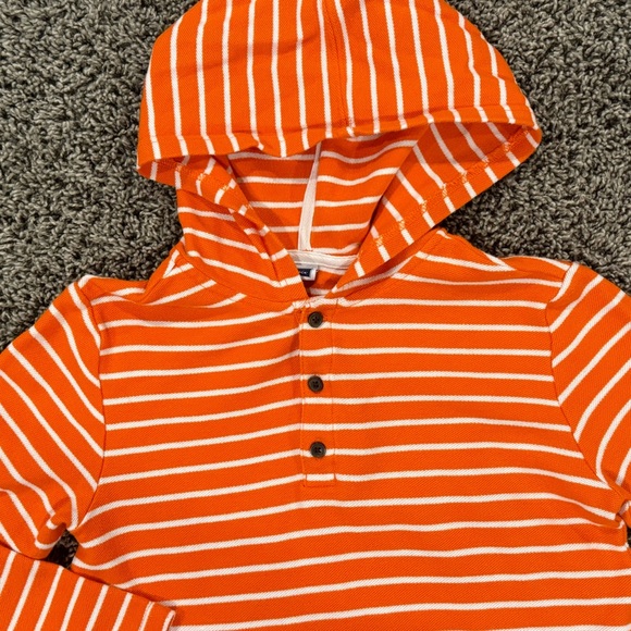 Janie and Jack boys Henley hooded striped shirt, size 7 - Picture 3 of 9